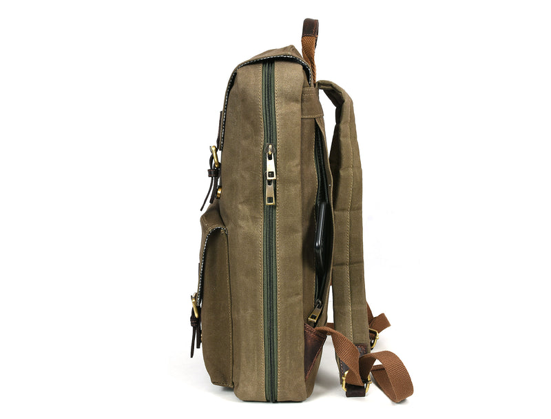Trento Leather Canvas Chef Knife Backpack Olive Green (BP-188)