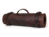 Corzo Hanging Leather Knife Roll Walnut Brown 10 Slot (KR-63)