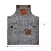 KRC Leather Waxed Canvas Rugged Apron - Porpoise Grey (AP-19E)