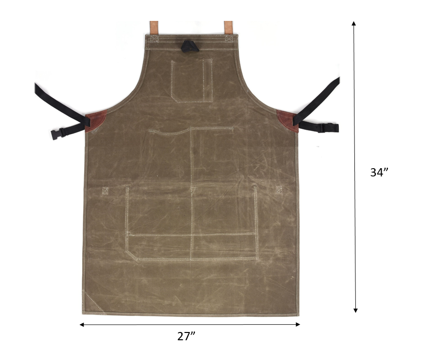 Pedro Leather Wax Canvas Apron Olive Green (AP-30A)