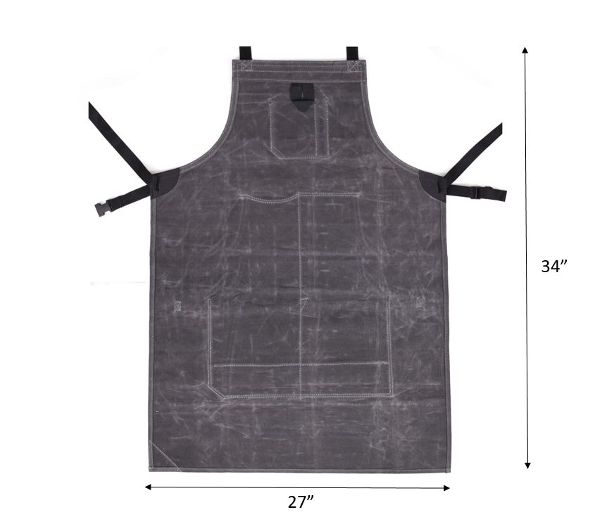 Pedro Leather Wax Canvas Apron Stress Grey (AP-30B)