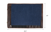 Turin Leather Canvas Chef Knife Roll Abyss Blue 10 Slot (KR-68B)