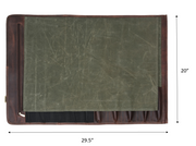 Turin Leather Canvas Chef Knife Roll Olive Green 10 Slot (KR-68A)