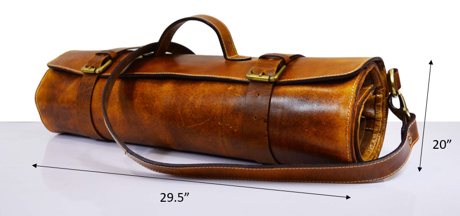 KRC Leather Chef Knife Roll - Caramel Brown 14 Slot (KR-11)