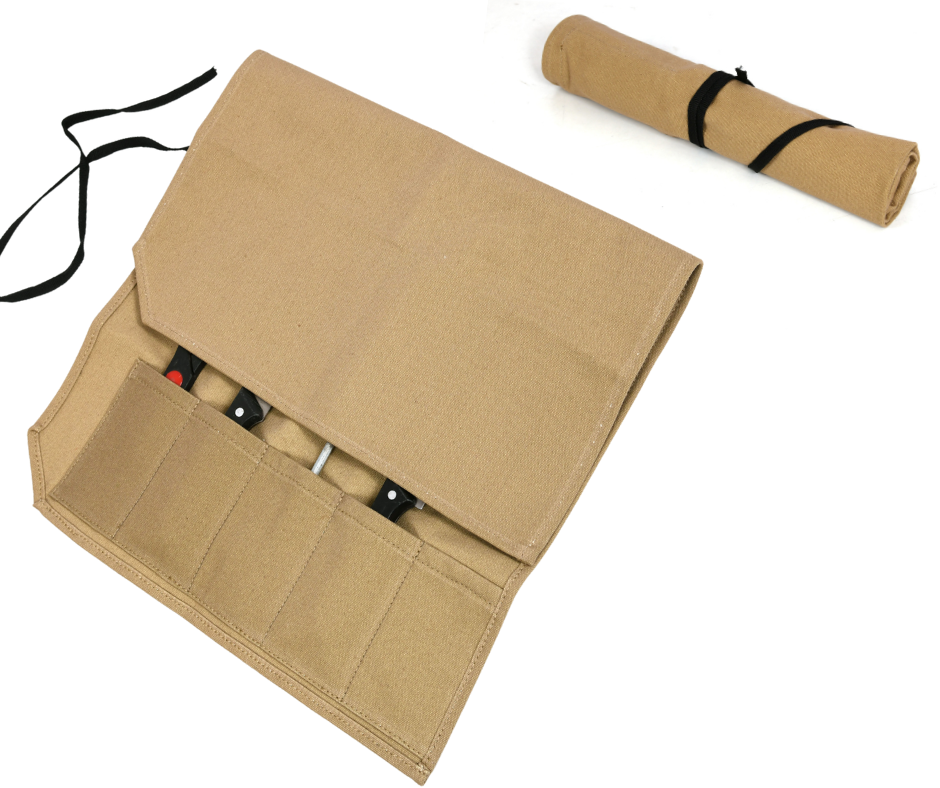 KRC Canvas Chef Knife Roll 5 Slot (KR-56) - Beige