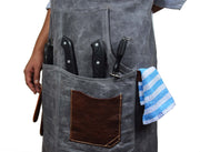 KRC Leather Waxed Canvas Rugged Apron - Porpoise Grey (AP-19E)