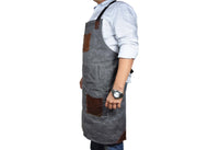 KRC Leather Waxed Canvas Rugged Apron - Porpoise Grey (AP-19E)