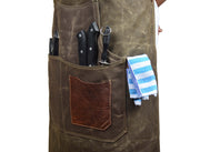 KRC Leather Waxed Canvas Rugged Apron - Seaweed Green (AP-19B)