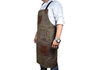KRC Leather Waxed Canvas Rugged Apron - Seaweed Green (AP-19B)