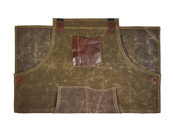 KRC Leather Waxed Canvas Rugged Apron - Seaweed Green (AP-19B)