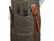 Pedro Leather Wax Canvas Apron Olive Green (AP-30A)