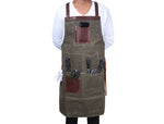 Pedro Leather Wax Canvas Apron Olive Green (AP-30A)