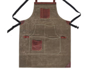 Pedro Leather Wax Canvas Apron Olive Green (AP-30A)