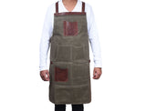 Pedro Leather Wax Canvas Apron Olive Green (AP-30A)