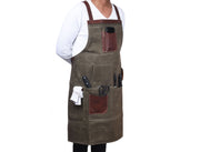 Pedro Leather Wax Canvas Apron Olive Green (AP-30A)
