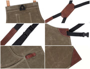 Pedro Leather Wax Canvas Apron Olive Green (AP-30A)