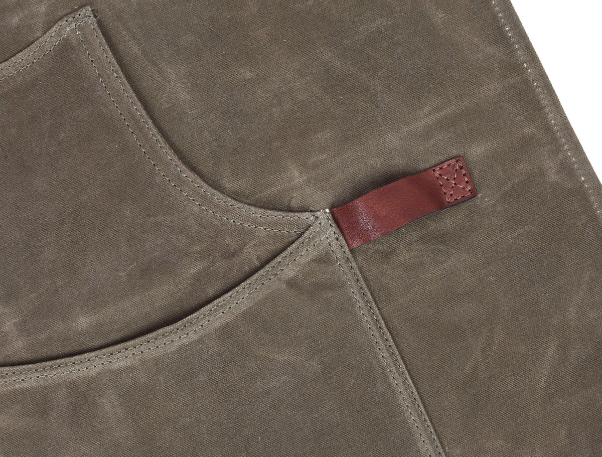 Pedro Leather Wax Canvas Apron Olive Green (AP-30A)