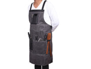 Pedro Leather Wax Canvas Apron Stress Grey (AP-30B)