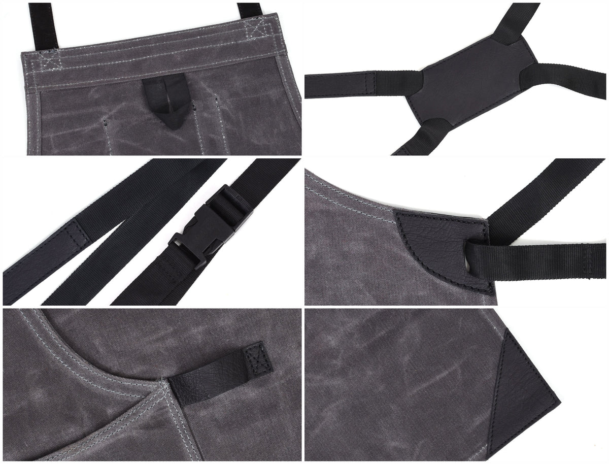 Pedro Leather Wax Canvas Apron Stress Grey (AP-30B)