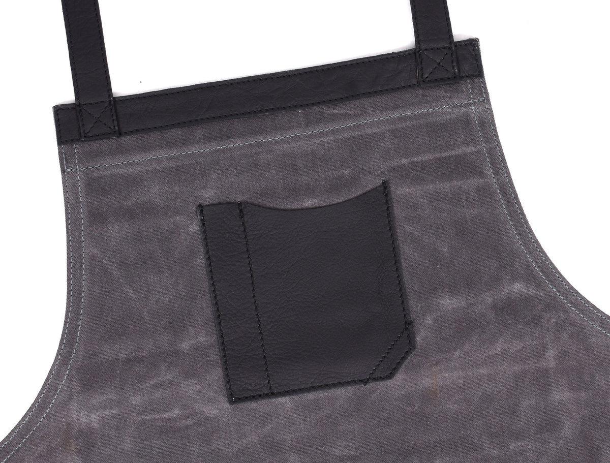 Pedro Leather Wax Canvas Apron Stress Grey (AP-30B)