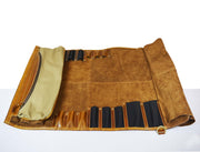 KRC Leather Chef Knife Roll - Caramel Brown 14 Slot (KR-11)