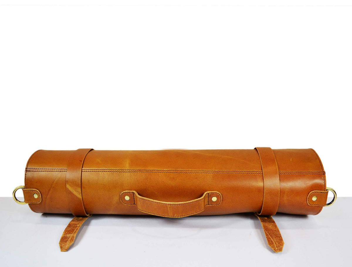 KRC Leather Chef Knife Roll Caramel Brown 8 Slot (KR-15)