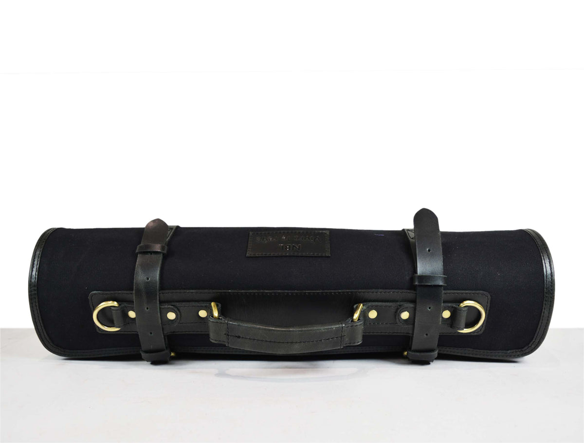 Palencia Leather Canvas Chef Knife Roll Black 14 Slot (KR-16)