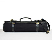 Palencia Leather Canvas Chef Knife Roll Black 14 Slot (KR-16)