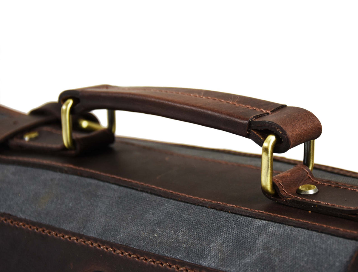 Malaga Leather Canvas Chef Knife Roll Grey 13 Slot (KR-28)
