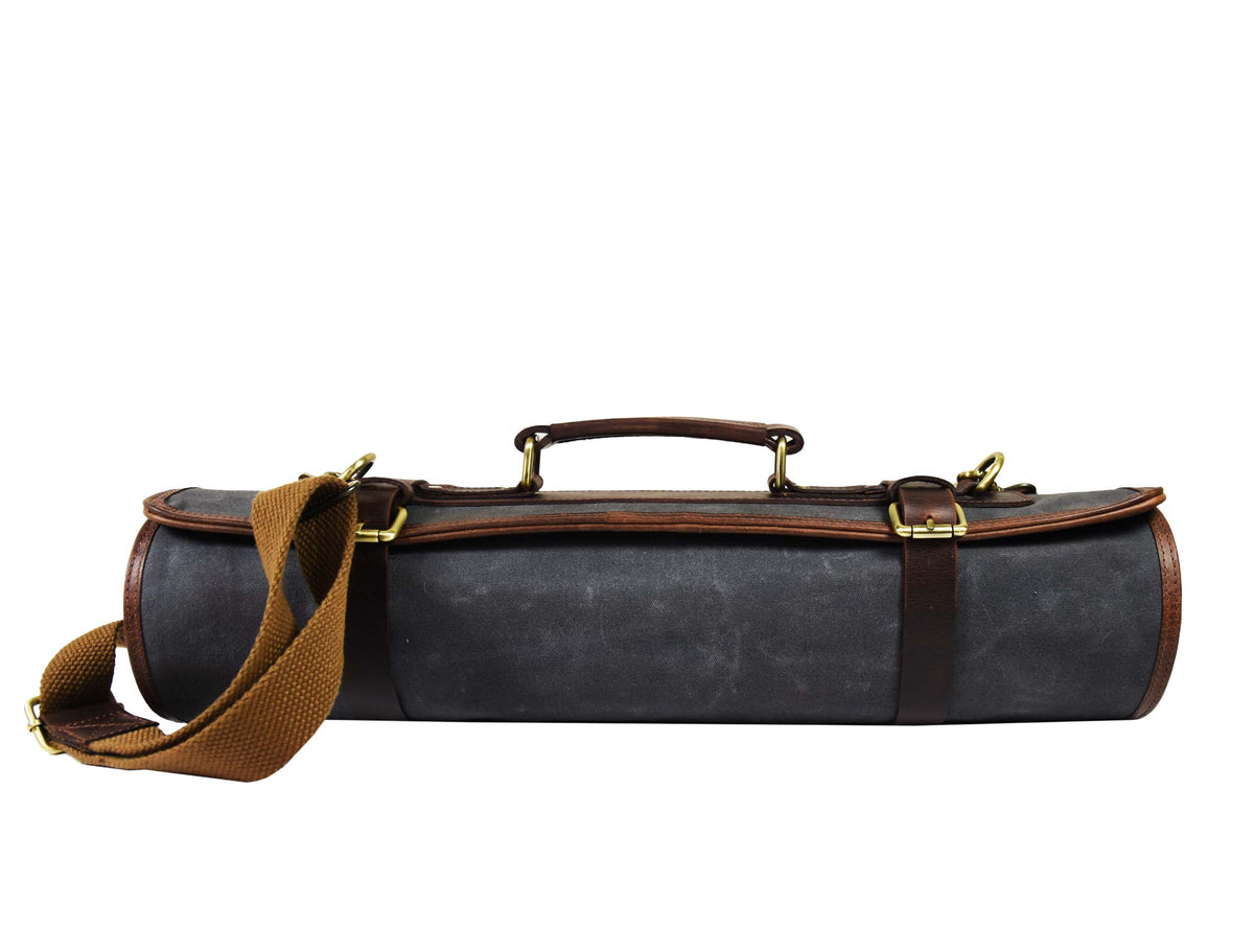 Malaga Leather Canvas Chef Knife Roll Grey 13 Slot (KR-28)