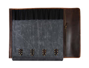 Malaga Leather Canvas Chef Knife Roll Grey 13 Slot (KR-28)