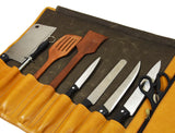 Valencia Leather Canvas Chef Knife Roll 8 Slot (KR-29)