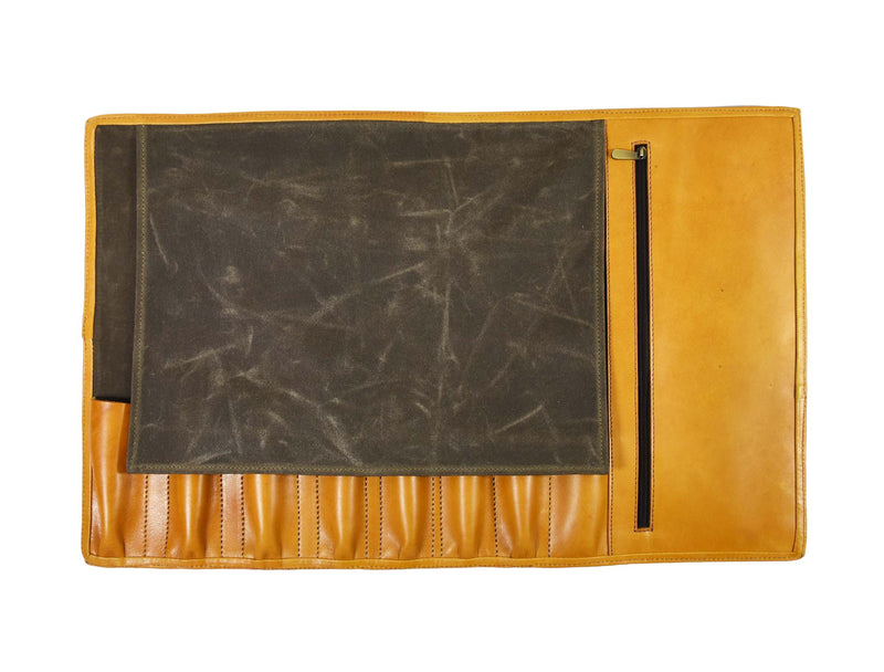Valencia Leather Canvas Chef Knife Roll 8 Slot (KR-29)