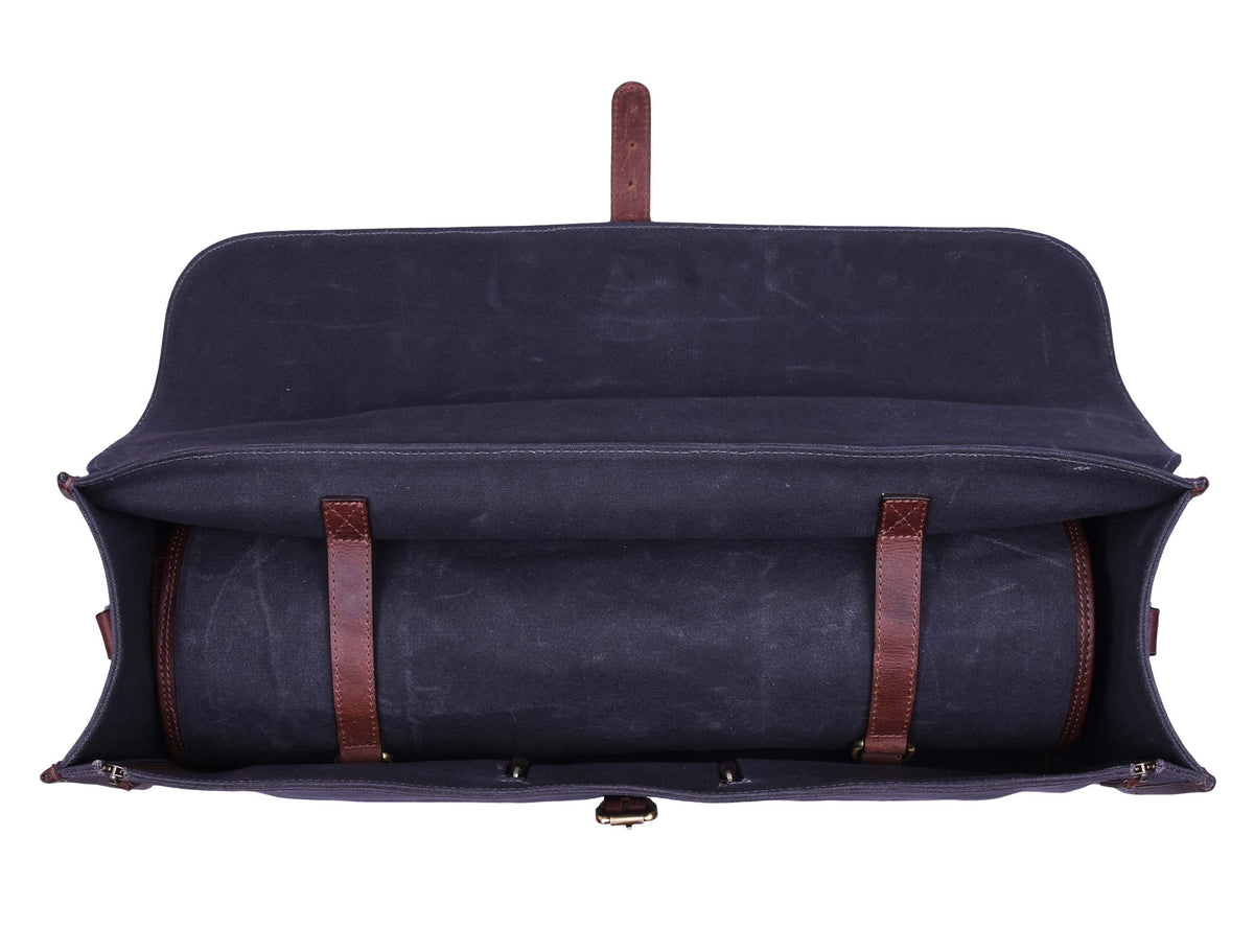 KRC Leather Canvas Chef Knife Roll + Leather Bag Combo 11 Slot (KR-40)
