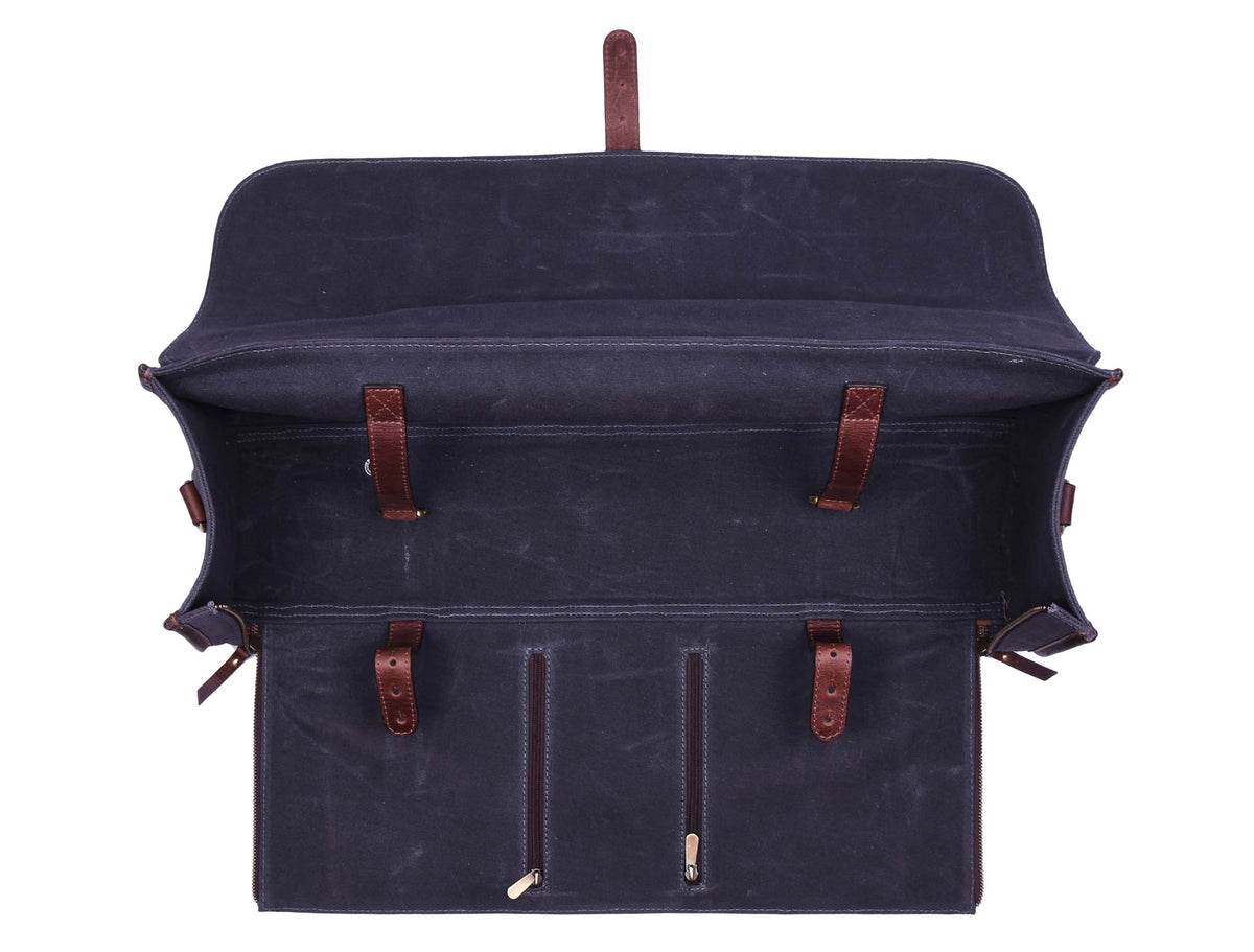 KRC Leather Canvas Chef Knife Roll + Leather Bag Combo 11 Slot (KR-40)