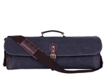KRC Leather Canvas Chef Knife Roll + Leather Bag Combo 11 Slot (KR-40)