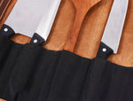 Torino Ranch Leather Chef Knife Roll Stress Brown 10 Slot (KR-53A)