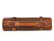 Torino Ranch Leather Chef Knife Roll Stress Brown 10 Slot (KR-53A)