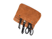 Torino Ranch Leather Chef Knife Roll Stress Brown 10 Slot (KR-53A)