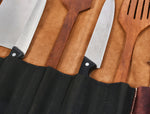 Torino Ranch Leather Chef Knife Roll Stress Brown 10 Slot (KR-53A)