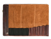 Torino Ranch Leather Chef Knife Roll Walnut Brown 10 Slot (KR-53B)