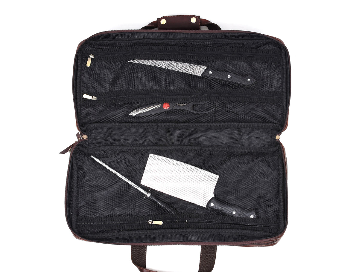 Salerno Leather Chef Knife Case Walnut (KR-61)