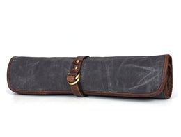 Iris Leather Chef Knife Roll Stress Grey 5 Slot (KR-64)