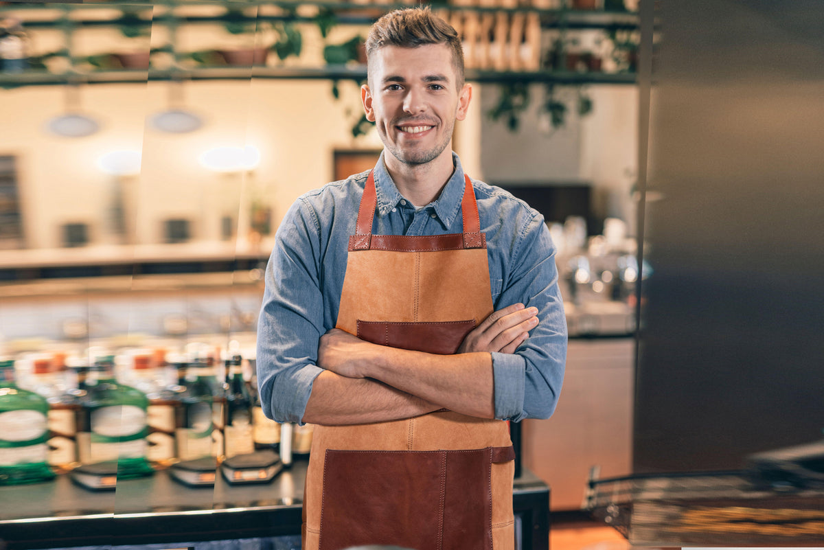 Pedro Leather Suede Apron Tawny Brown (AP-31)