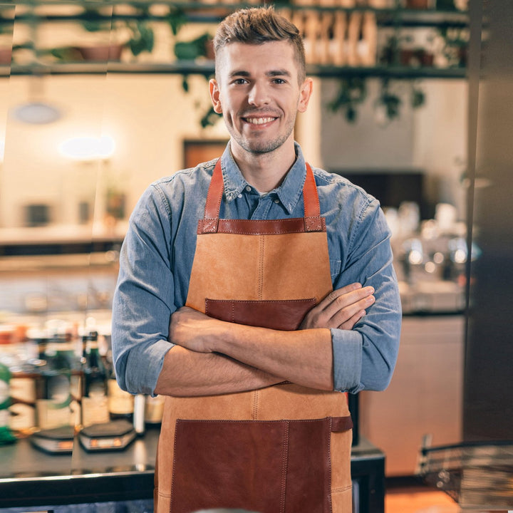 Pedro Leather Suede Apron Tawny Brown (AP-31)