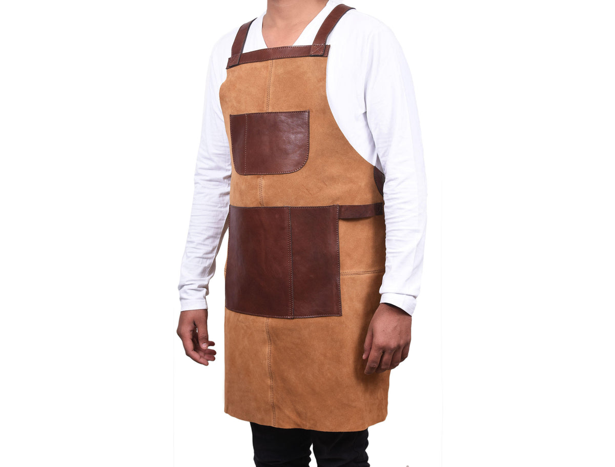 Pedro Leather Suede Apron Tawny Brown (AP-31)