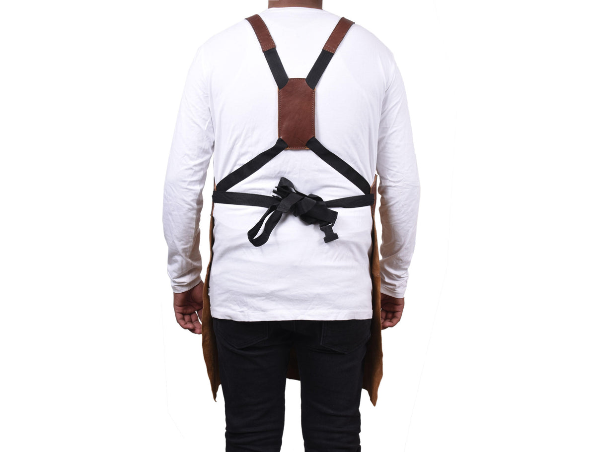 Pedro Leather Suede Apron Tawny Brown (AP-31)